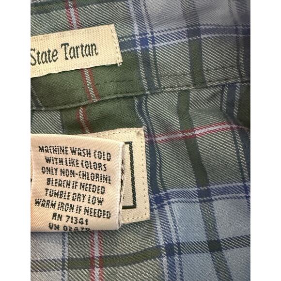 LL Bean Vintage Shirt Mens Blue Green Maine State Tartan Long Sleeve Size XXL - Picture 3 of 6